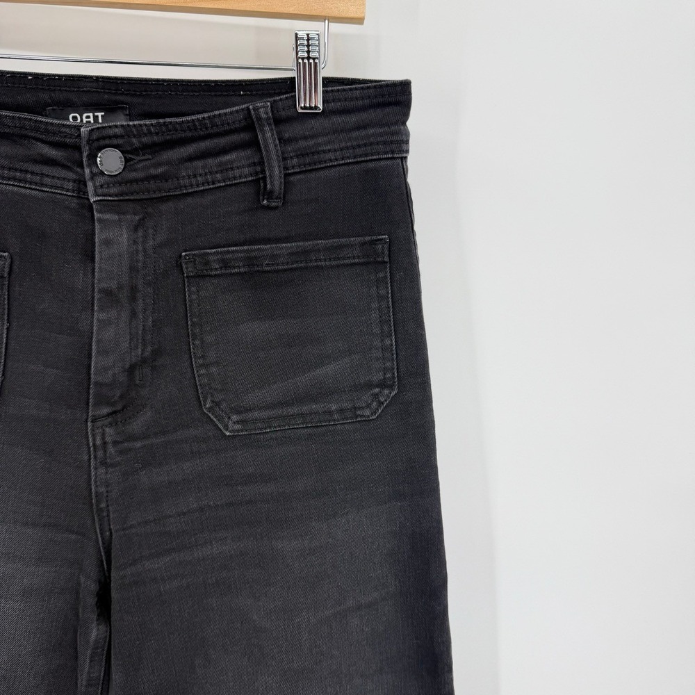 OAT Wide Leg High Waist Patch Pocket Jeans‎ Womens 8/29 Black Raw Hem Utility - Picture 5 of 8